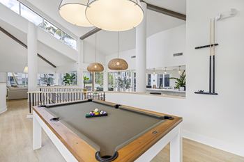 A pool table in the resident clubhouse